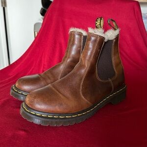 Dr. Martens Brown Combat Boots Lined with Faux Fur